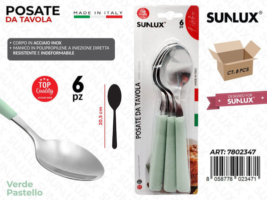Cucchiaio Tavola Verde Pastel Acc. Inox 6PCS