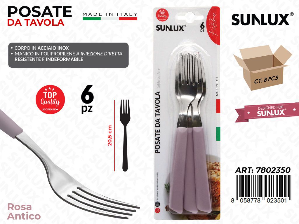 Forchetta Tavola Rosa Antico Acc.inox 6PCS
