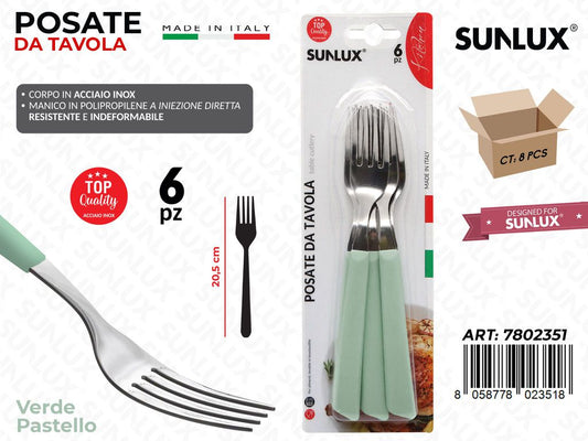 Forchetta Tavola Verde Pastel Acc.inox 6PCS