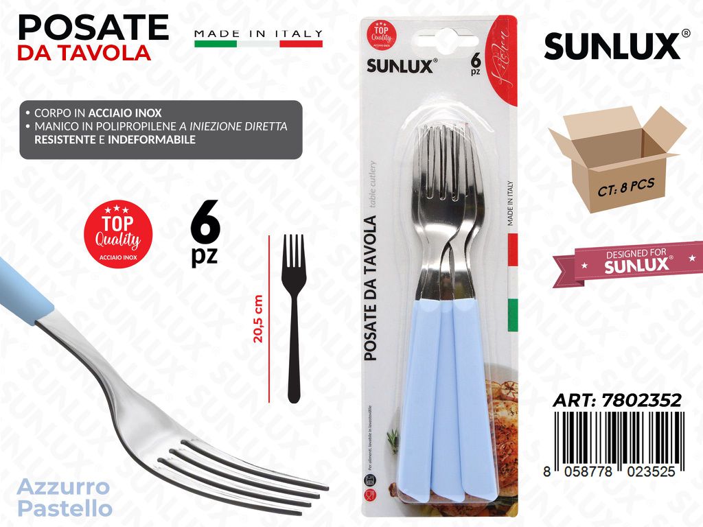Forchetta Tavola Azz. Pastel Acc.inox 6PCS
