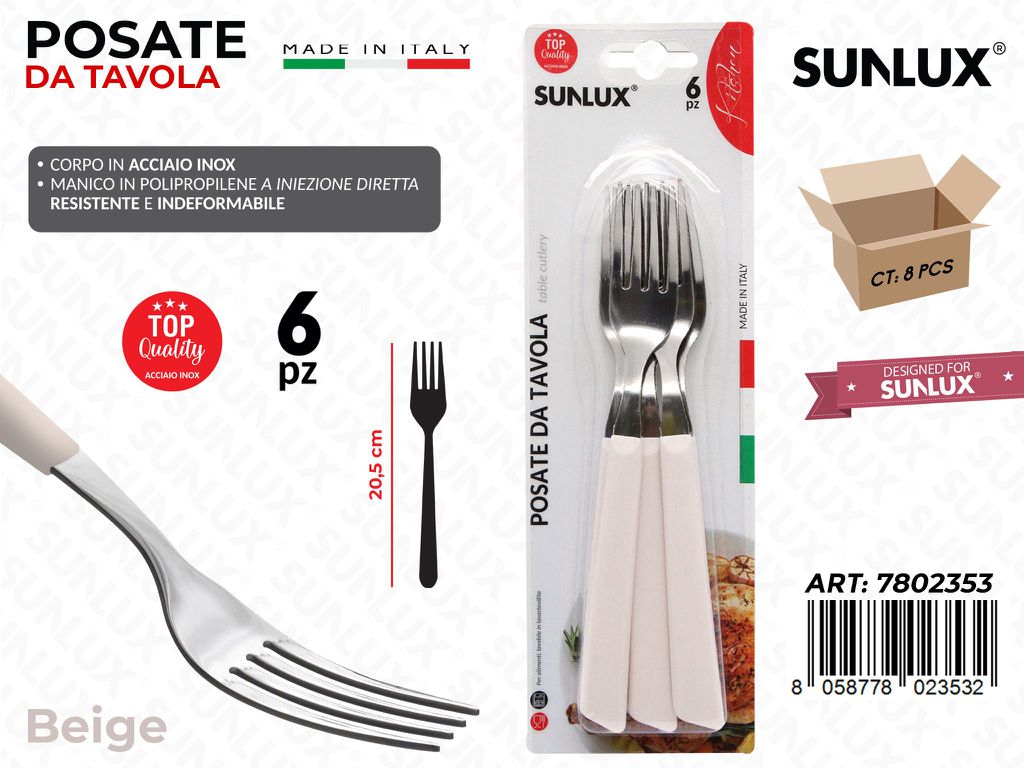 Forchetta Tavola Beige Acc.inox 6PCS