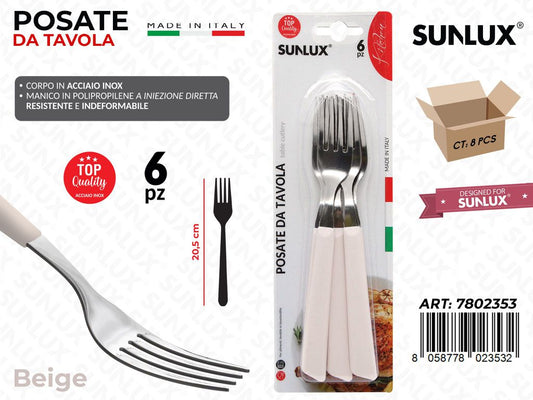 Forchetta Tavola Beige Acc.inox 6PCS