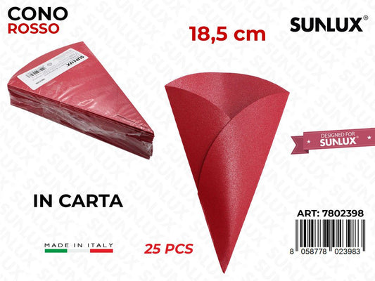 Coni Carta Rosso 25PCS 18.5CM