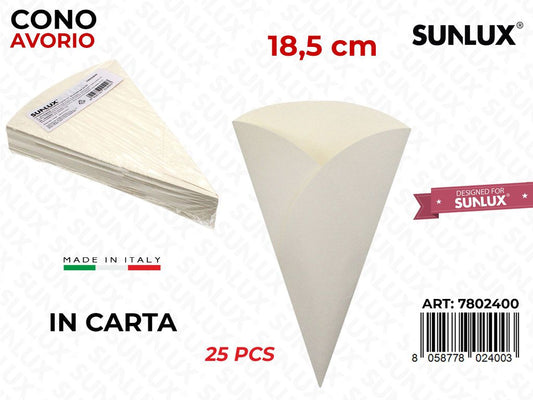 Coni Carta Avorio 25PCS 18.5CM