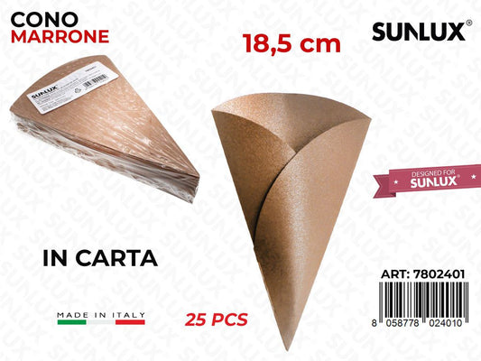 Coni Carta Marrone 25PCS 18.5CM