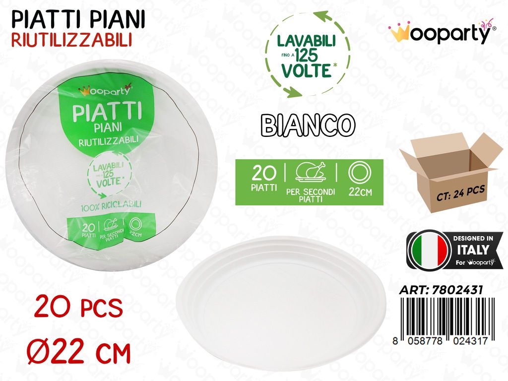PIATTI PIANI BIANCO 20PCS 22CM