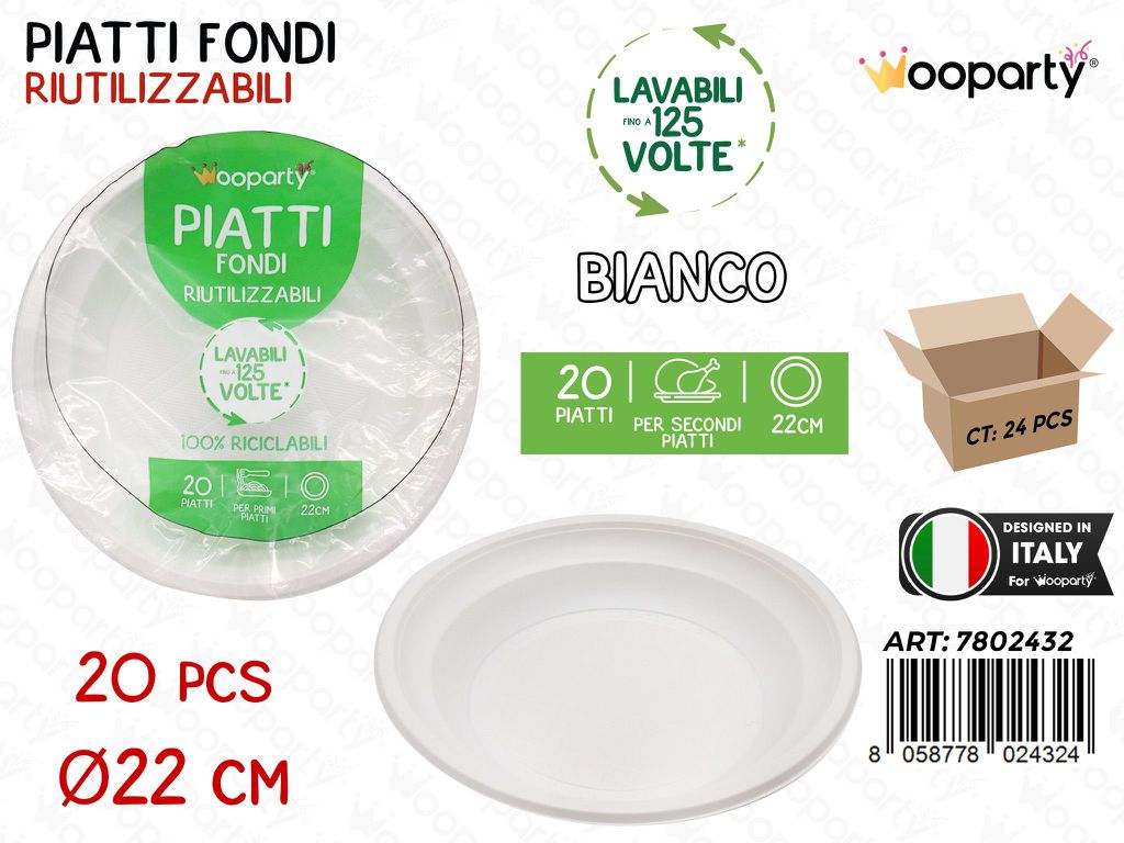 PIATTI FONDI BIANCO 20PCS 22CM