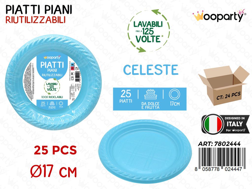 PIATTI DA DOLCE FRUTTA CELESTE 25PCS D.17CM