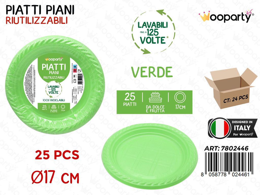 PIATTI DA DOLCE FRUTTA VERDE 25PCS D.17CM