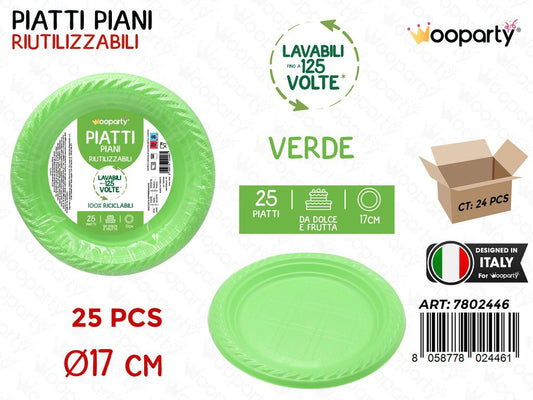 PIATTI DA DOLCE FRUTTA VERDE 25PCS D.17CM