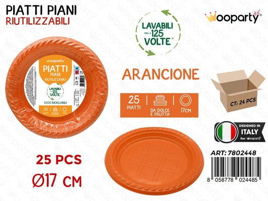 PIATTI DA DOLCE FRUTTA ARANCIO 25PCS D.17CM