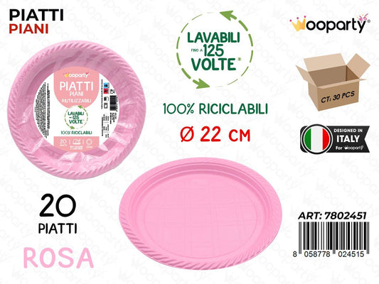 PIATTI PIANI ROSA 20PCS D.22CM