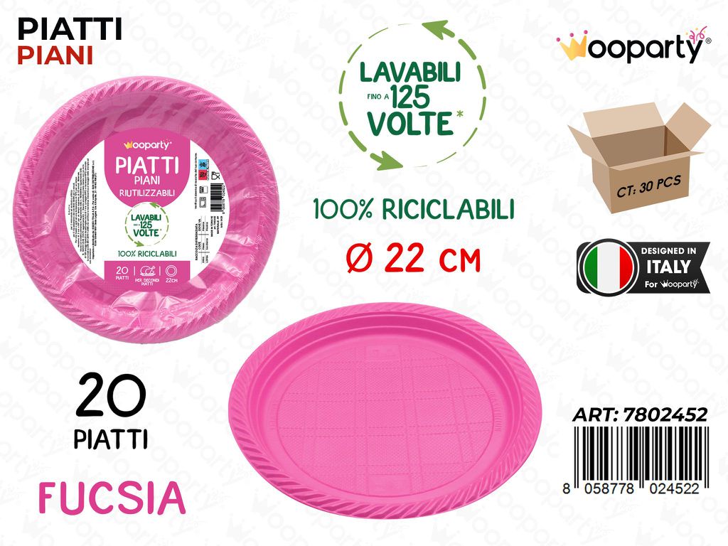 PIATTI PIANI FUCSIA 20PCS D.22CM