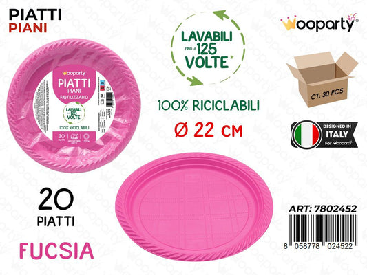 PIATTI PIANI FUCSIA 20PCS D.22CM