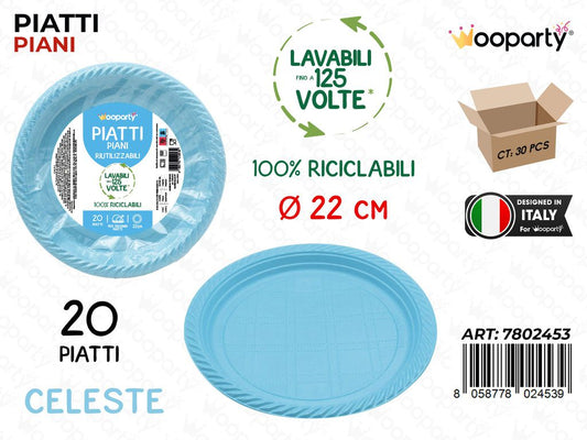 PIATTI PIANI CELESTE  20PCS D.22CM