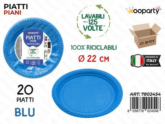 PIATTI PIANI BLU 20PCS D.22CM