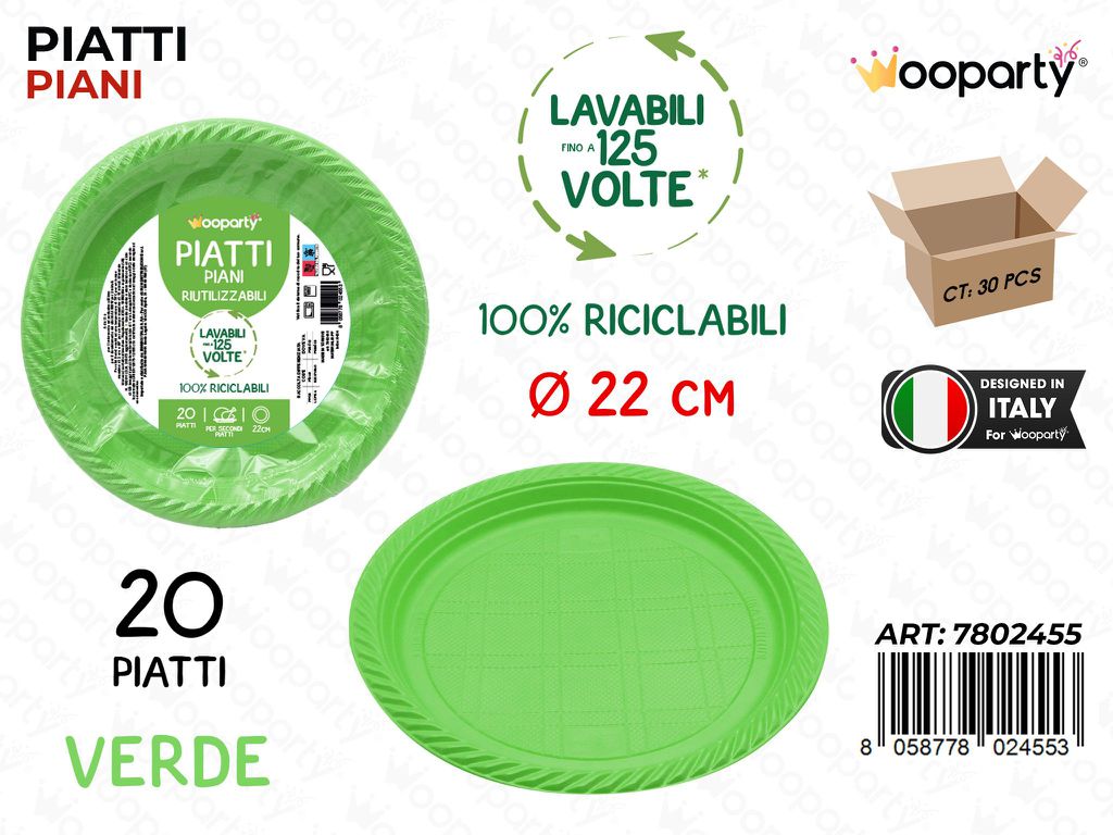 PIATTI PIANI VERDE 20PCS D.22CM