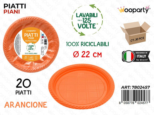 PIATTI PIANI ARANCIONE 20PCS D.22CM