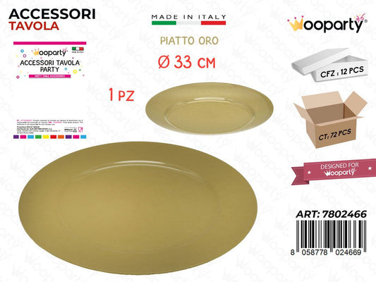 Piatto Oro Plast. D.33CM