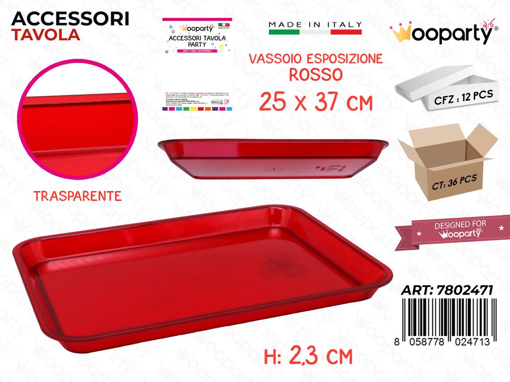 Vassoio Trasp. Rosso Esp. Plast. 25*37*2.3CM