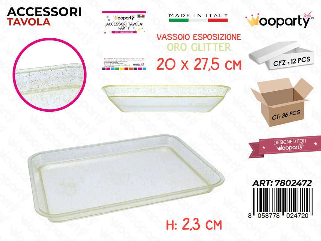 Vassoio Trasp. Oro Glitter Esp. Plast. 20*27.5*2.3CM