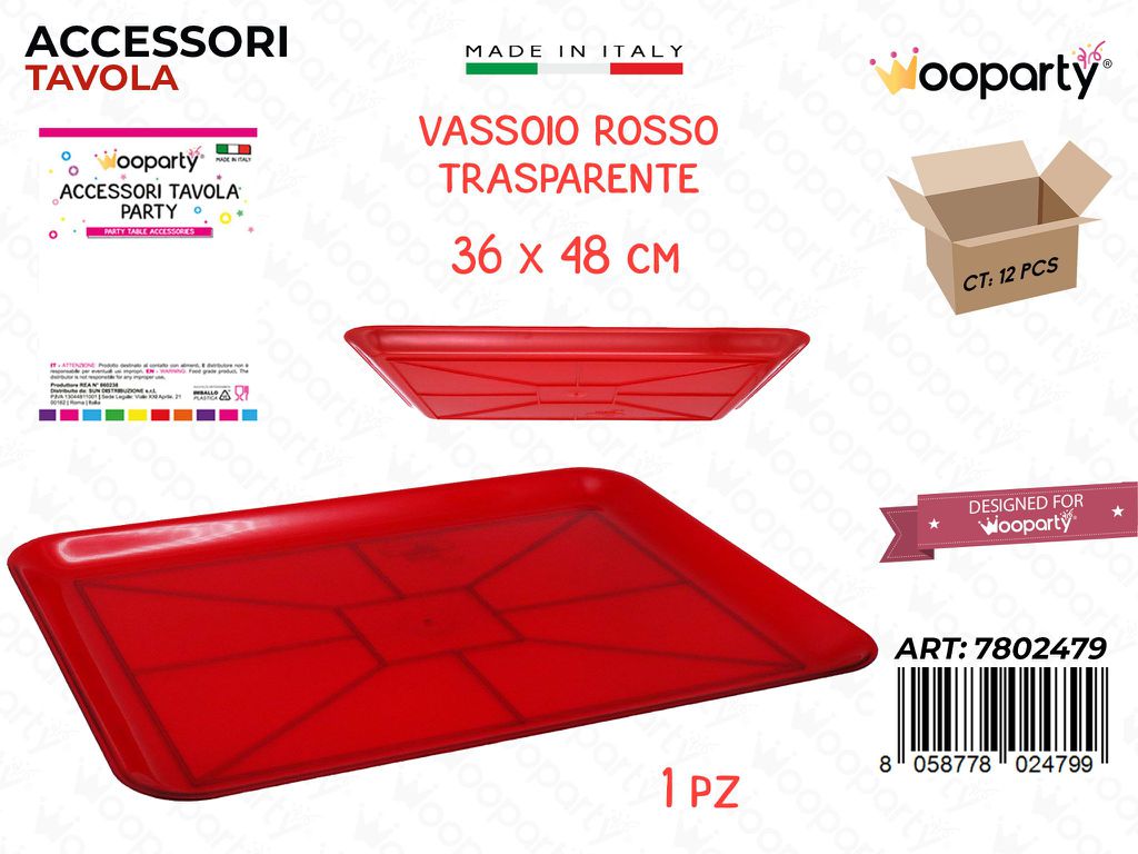 Vassoio Paperino Rosso Trasp. Plast. 36*48CM