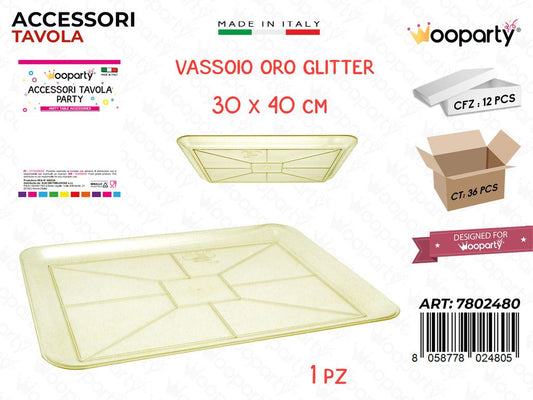 Vassoio Paperino Oro Glitter Plast. 30*40CM