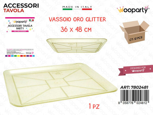 Vassoio Paperino Oro Glitter Plast. 36*48CM