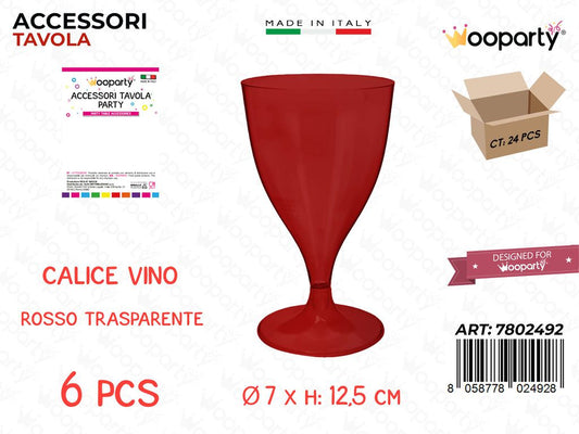 Calice Vino Rosso Trasp. Plast. 6PCS 7*12.5CM