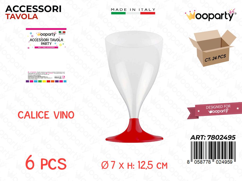 CALICE VINO ROSSO TRASP. PLAST. 6PCS 7*12.5CM