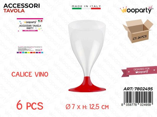 CALICE VINO ROSSO TRASP. PLAST. 6PCS 7*12.5CM