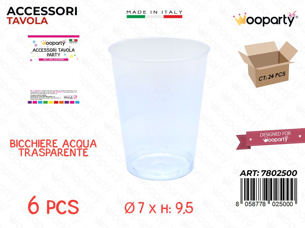 Bicchiere Acqua Trasp. Plast. 6PCS 7*9.5CM