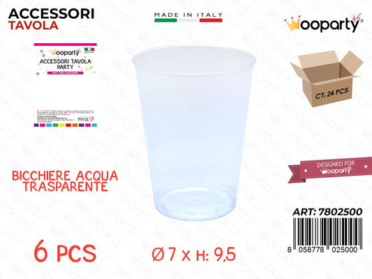 Bicchiere Acqua Trasp. Plast. 6PCS 7*9.5CM