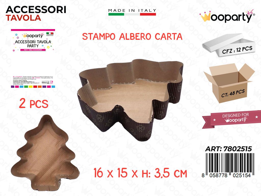 Stampo Albero Natale Carta 2PCS 100GR 16*15*3.5CM