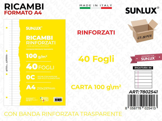 Sunlux Ricambi Rinf. Rig. 0C 40FF 100GR A4