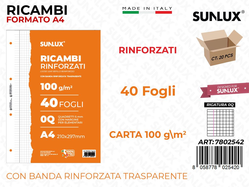 Sunlux Ricambi Rinf. Rig. 0Q 40FF 100GR A4