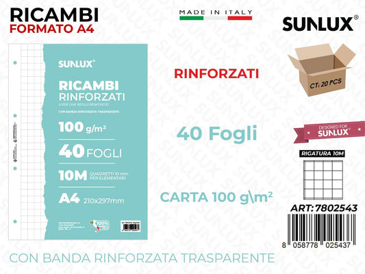 Sunlux Ricambi Rinf. Rig. 10M 40FF 100GR A4