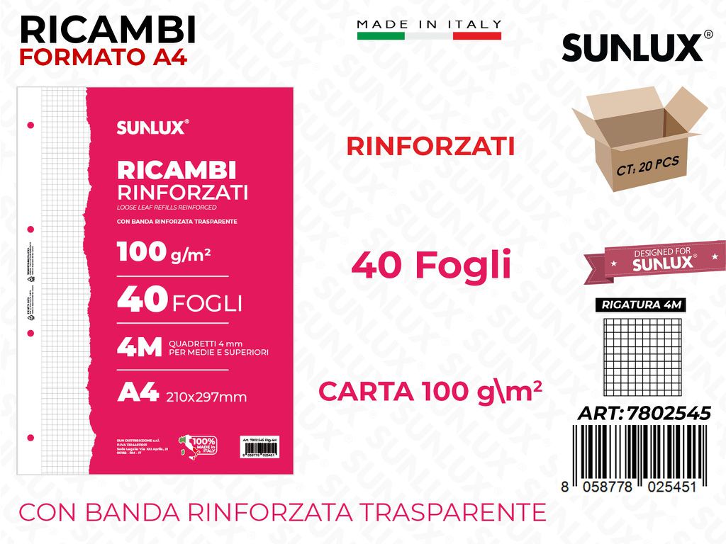 Sunlux Ricambi Rinf. Rig. 4M 40FF 100GR A4