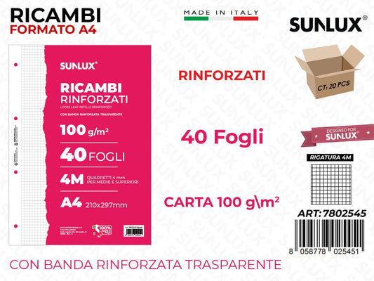 Sunlux Ricambi Rinf. Rig. 4M 40FF 100GR A4