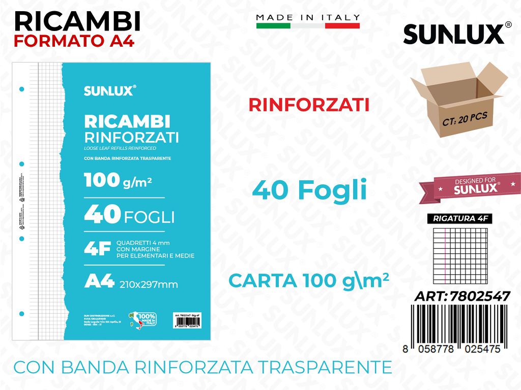 Sunlux Ricambi Rinf. Rig. 4F 40FF 100GR A4