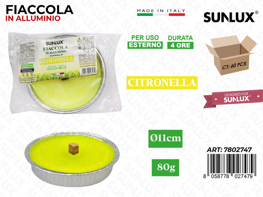 Sunlux Citronella in Allum. D.11CM 80GR