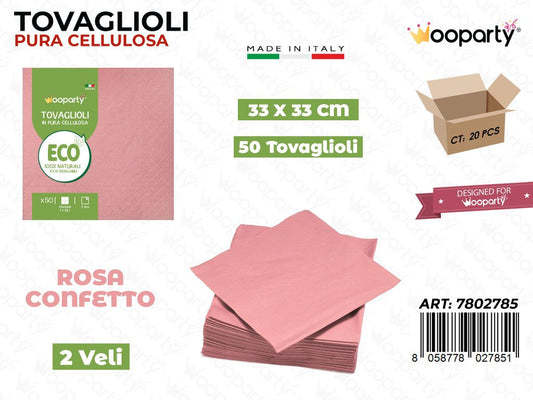 TOVAGLIOLI ROSA CONF. 33*33CM 50PCS /PZ DA 20**