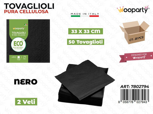 TOVAGLIOLI NERO 33*33CM 50PCS /PZ DA 20**