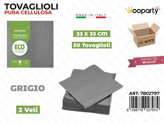 TOVAGLIOLI GRIGIO 33*33CM 50PCS /PZ DA 20**
