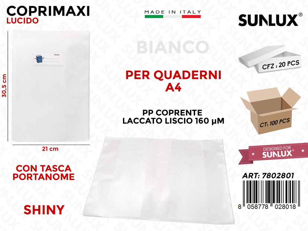 Coprimaxi Pp Bianco Shiny Lacc. c/Alette 21*30.5CM