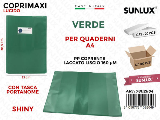 Coprimaxi Pp Verde Shiny Lacc. c/Alette 21*30.5CM