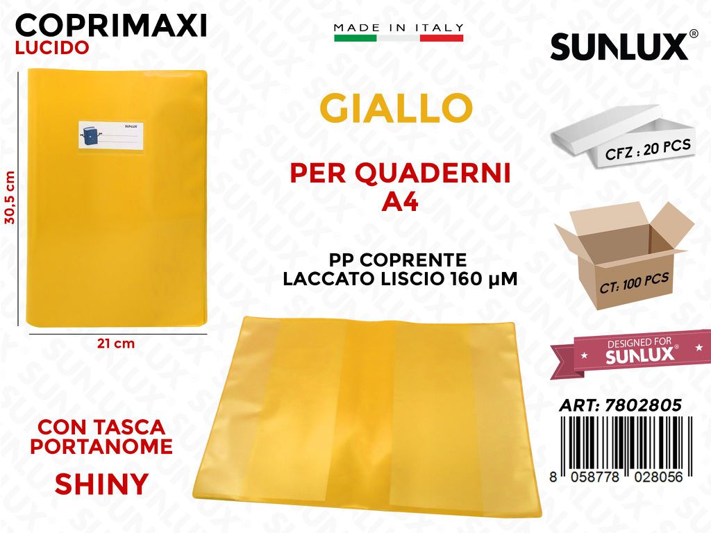 Coprimaxi Pp Giallo Shiny Lacc. c/Alette 21*30.5CM