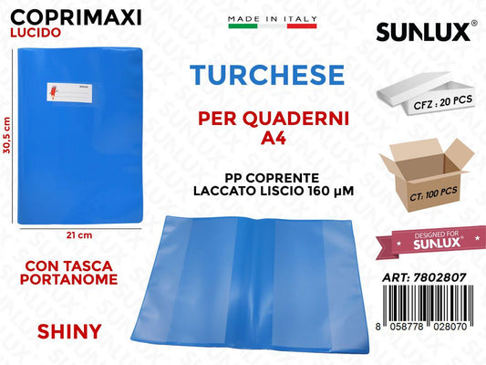 Coprimaxi Pp Turchese Shiny Lacc. c/Alette 21*30.5CM