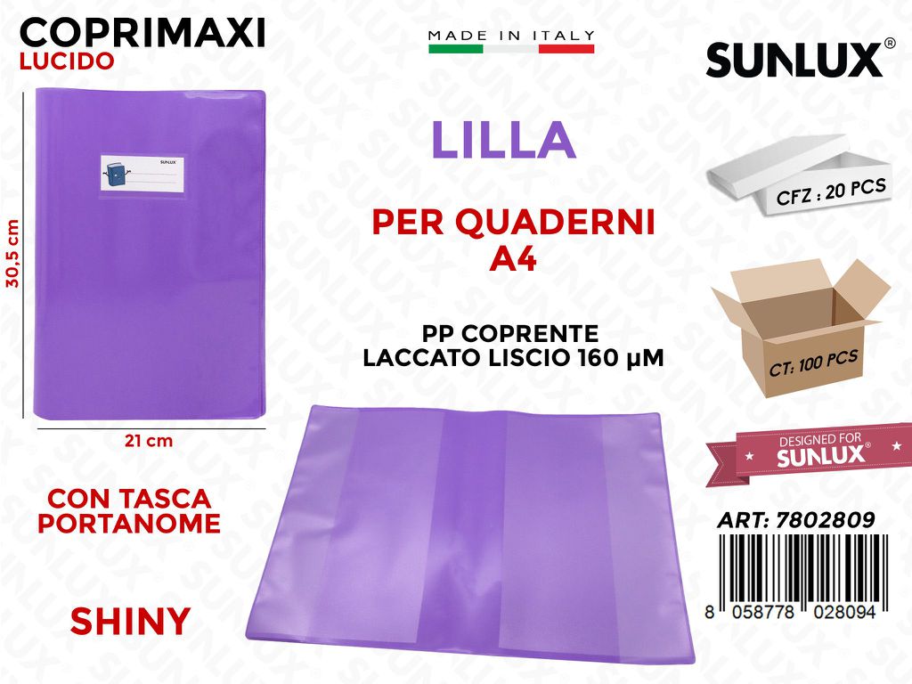 Coprimaxi Pp Lilla Shiny Lacc. c/Alette 21*30.5CM