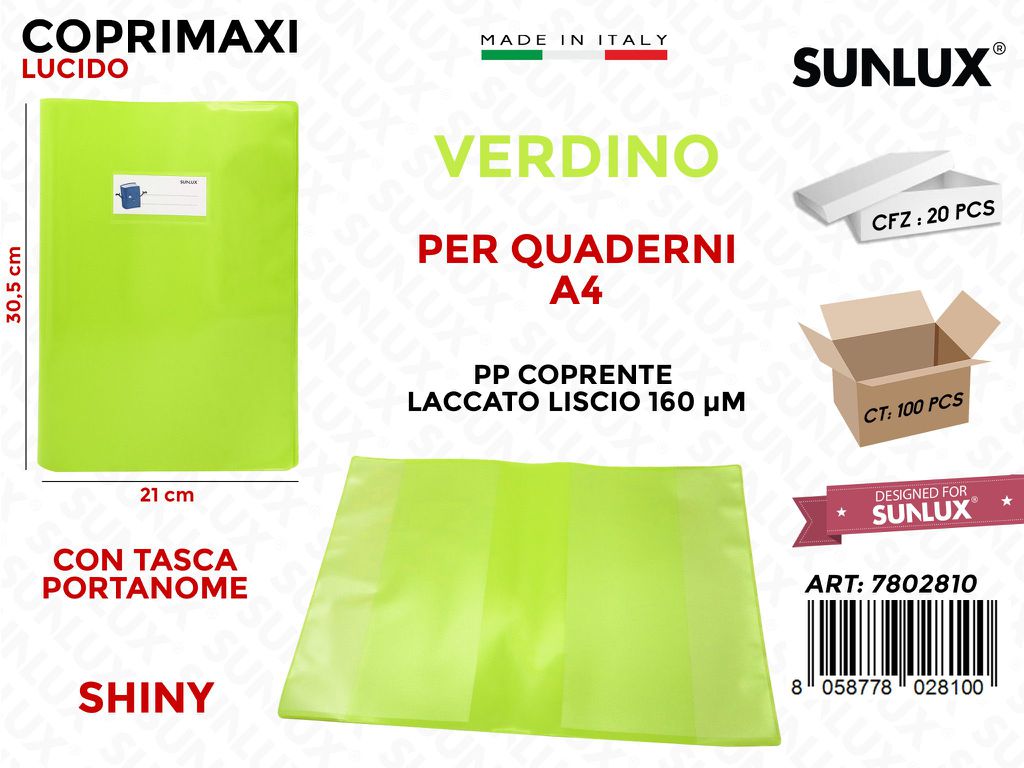 Coprimaxi Pp Verdino Shiny Lacc. c/Alette 21*30.5CM